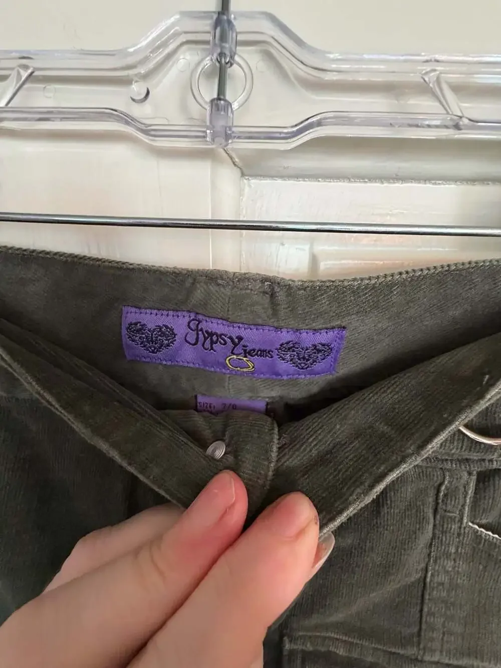 Gypsy Jeans Olive Green Corduroy Cargo Mini Skirt Size 7/8